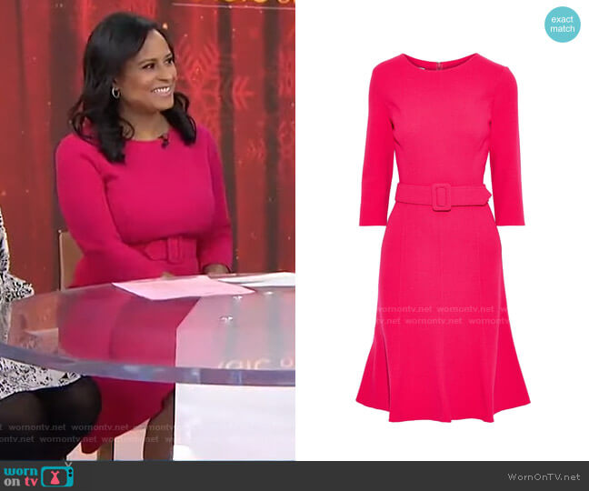 Oscar de la Renta Belted Crepe Dress worn by Kristen Welker on Today