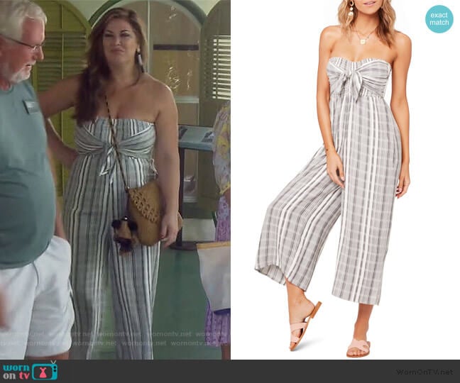 L Space Strapless Riri Wide Leg Jumpsuit worn by Emily Simpson on The Real Housewives of Orange County