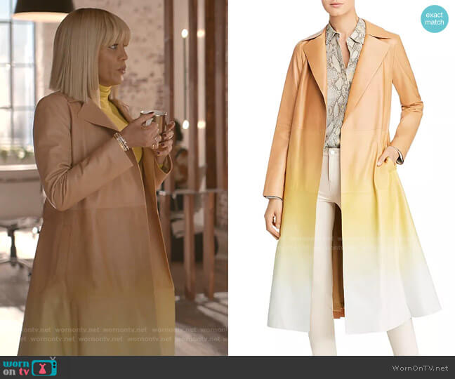 Lafayette 148 New York Avrielle Ombré Leather Trench Coat worn by Giselle (Nicole Ari Parker) on Empire
