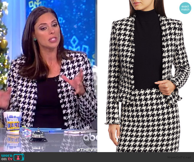 L'Agence Adette Tweed Houndstooth Jacket worn by Abby Huntsman on The View