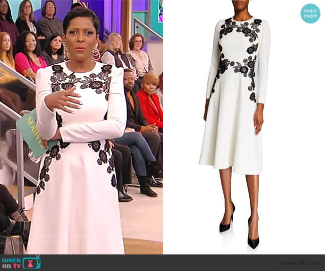Lela Rose Lace-Embroidered A-Line Dress worn by Tamron Hall on Tamron Hall Show