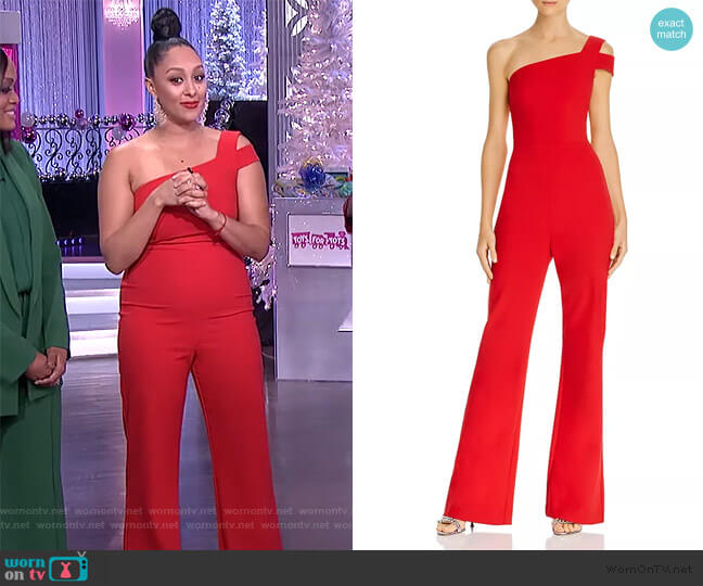 Likely Maxson One-Shoulder Jumpsuit worn by Tamera Mowry on The Real