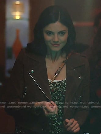 Liz’s brown suede moto jacket on Stumptown