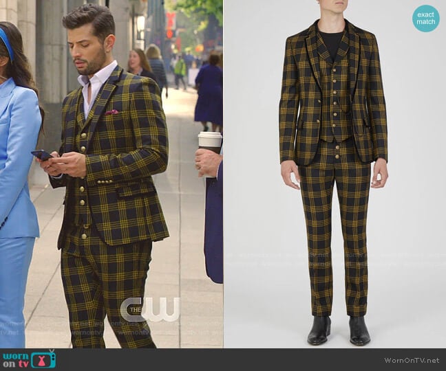 Lords and Fools Checked Jacket worn by Sam Flores (Rafael de la Fuente) on Dynasty