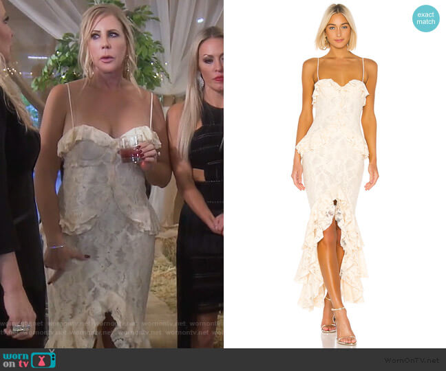 Lovers + Friends Melissa Gown worn by Vicki Gunvalson on The Real Housewives of Orange County