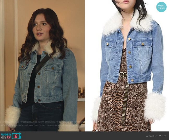 MICHAEL Michael Kors Faux Fur-Trim Denim Jacket worn by Debbie Gallagher (Emma Kenney) on Shameless