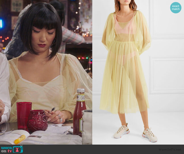 Molly Goddard Bronwyn tulle midi-dress worn by Mei Lin (Poppy Liu) on Sunnyside