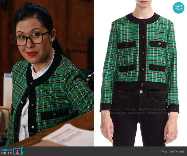 Maje Vivert Plaid Jacket worn by Sherri Kansky (Ruthie Ann Miles) on All Rise