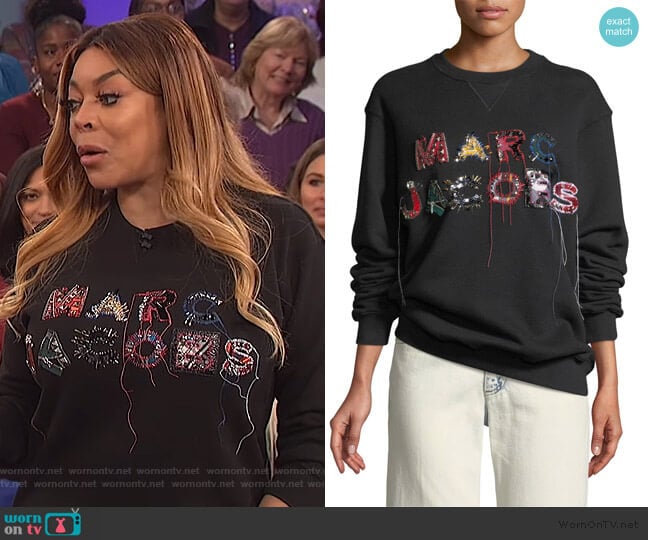 Marc Jacobs Embellished Logo Crewneck Sweatshirt worn by Wendy Williams on The Wendy Williams Show