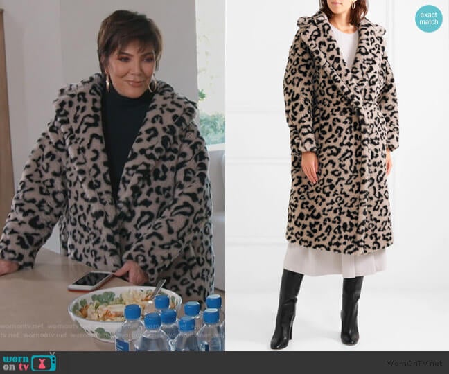 Max Mara Oversized leopard-print faux fur coat worn by Kris Jenner on Keeping Up with the Kardashians
