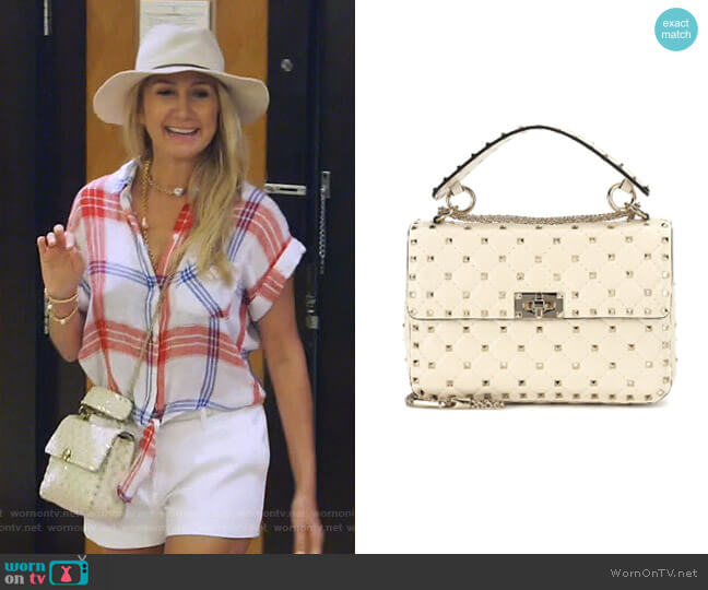 Valentino Medium Rockstud Matelassé Quilted Leather Crossbody Bag worn by Kary Brittingham on The Real Housewives of Dallas