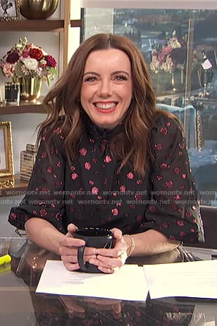 Melanie’s metallic polka dot dress on E! News Daily Pop