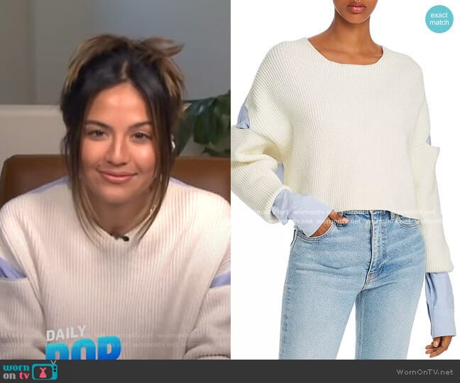 alexanderwang.t Mixed-Media Cropped Sweater worn by Erin Lim on E! News