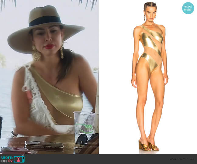 Norma Kamali Snake Mesh Mio Swimsuit worn by Kelly Dodd on The Real Housewives of Orange County