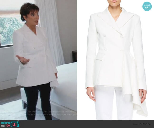 Off-White Asymmetric Formal Jacket worn by Kris Jenner on Keeping Up with the Kardashians