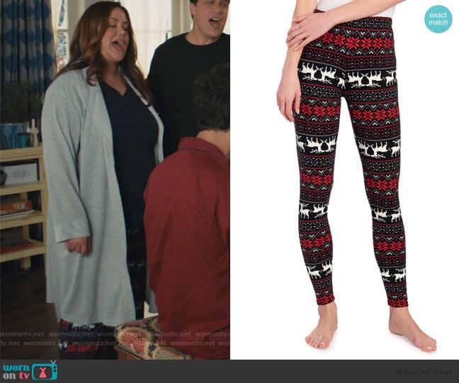 One 5 One Reindeer Fairisle Christmas Leggings worn by Katie Otto (Katy Mixon) on American Housewife