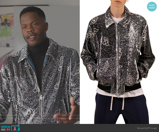 Ovadia & Sons Sequined Music Note Jacket worn by Jeff Colby (Sam Adegoke) on Dynasty