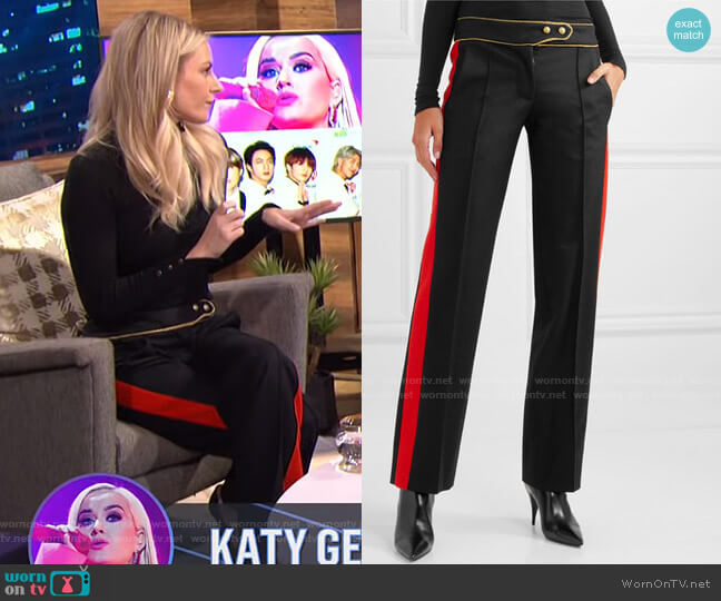 Paco Rabanne Striped Straight-Leg Pants worn by Morgan Stewart on E! News
