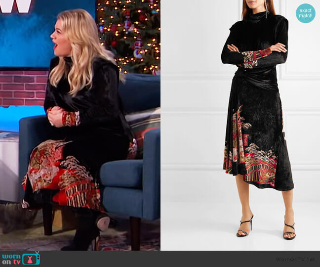 Paco Rabanne Velvet-jacquard midi dress worn by Kelly Clarkson on The Kelly Clarkson Show