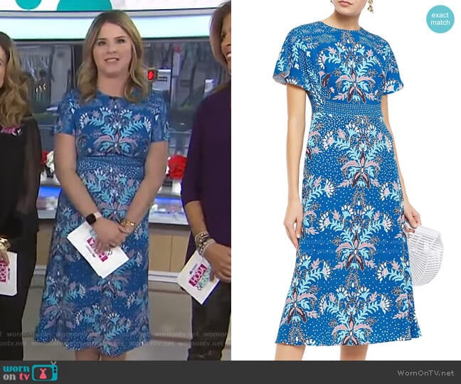 Peter Pilotto Floral-Print Cloqué Midi Dress worn by Jenna Bush Hager on Today
