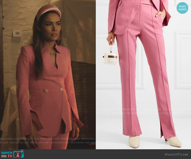 Rebecca Vallance Sienna Crepe Straight-Leg Pants worn by Cristal Jennings (Daniella Alonso) on Dynasty