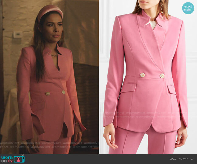 Rebecca Vallance Sienna Double-Breasted Crepe Blazer worn by Cristal Jennings (Daniella Alonso) on Dynasty