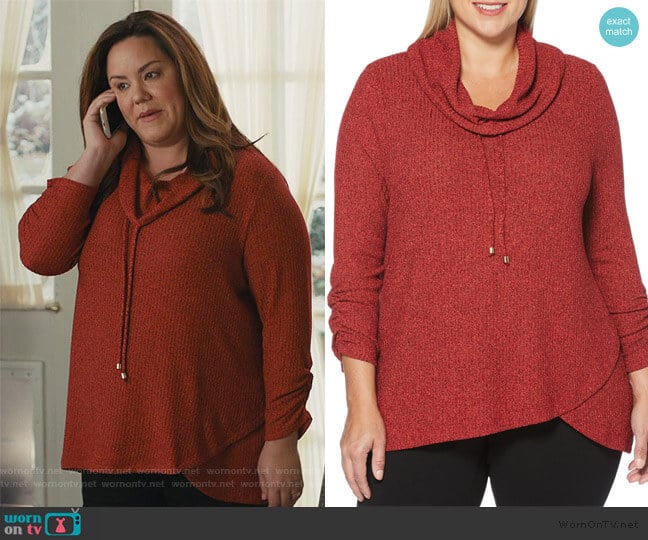 Rafaella Plus Marled Cowlneck Sweater worn by Katie Otto (Katy Mixon) on American Housewife