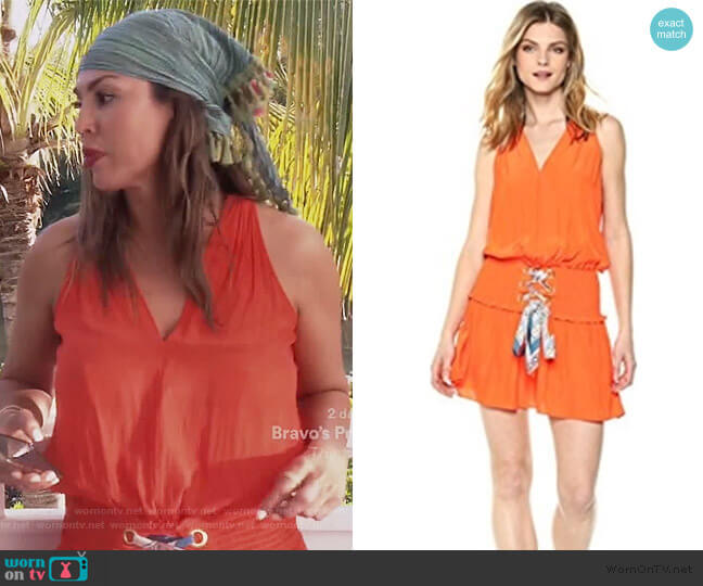 Ramy Brook Bianca Printed Tie Dress worn by Kelly Dodd on The Real Housewives of Orange County