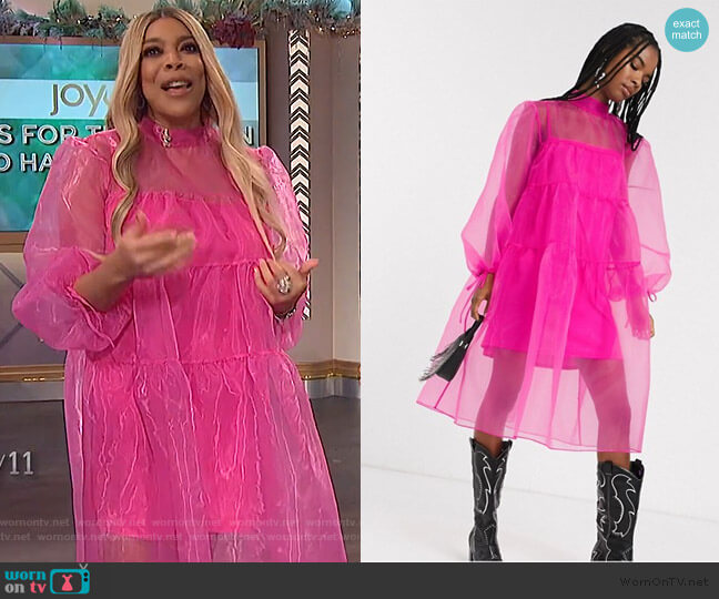 Reclaimed Vintage Inspired Organza Midi Smock Dress worn by Wendy Williams on The Wendy Williams Show