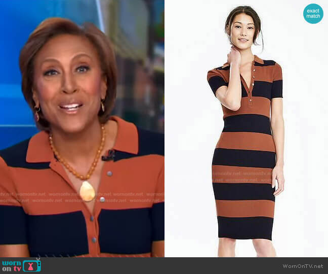 Banana Republic Ribbed Polo Sweater Dress worn by Robin Roberts on Good Morning America