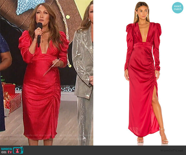 Rococo Sand x REVOLVE Poppy Deep V Gown worn by Carrie Inaba on The Talk