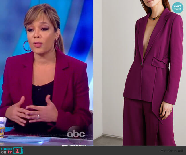 Roland Mouret Balair belted stretch-crepe blazer worn by Sunny Hostin on The View