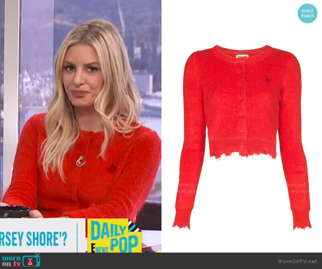 Shushu/Tong Distressed Edge Cardigan worn by Morgan Stewart on E! News
