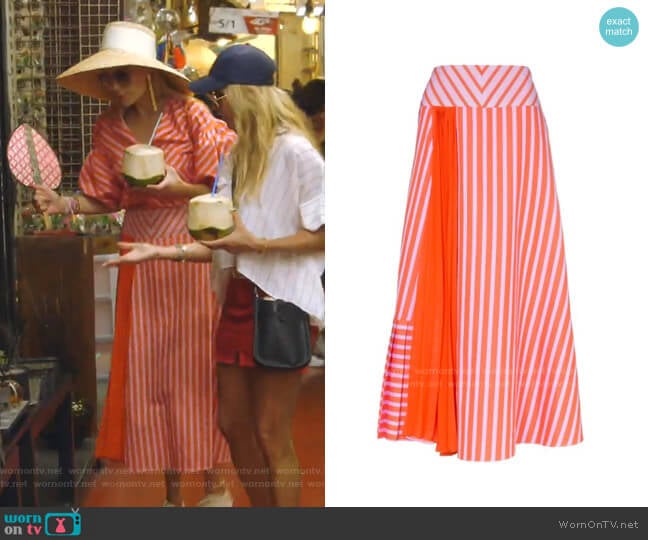 Silvia Tcherassi Brezo Pleated Striped Skirt worn by Kameron Westcott on The Real Housewives of Dallas