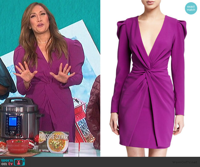Sachin & Babi Agnes Plunge V-Neck Long-Sleeve Twist-Front Mutton Dress worn by Carrie Inaba on The Talk
