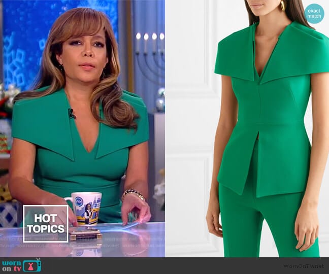 Safiyaa Felicitas stretch-crepe peplum top worn by Abby Huntsman on The View