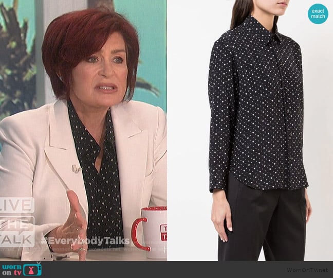 Saint Laurent Heart Print Shirt worn by Sharon Osbourne on The Talk