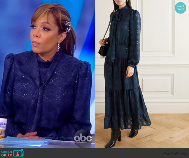 Saloni Isabel C pussy-bow silk-blend jacquard maxi dress worn by Sunny Hostin on The View