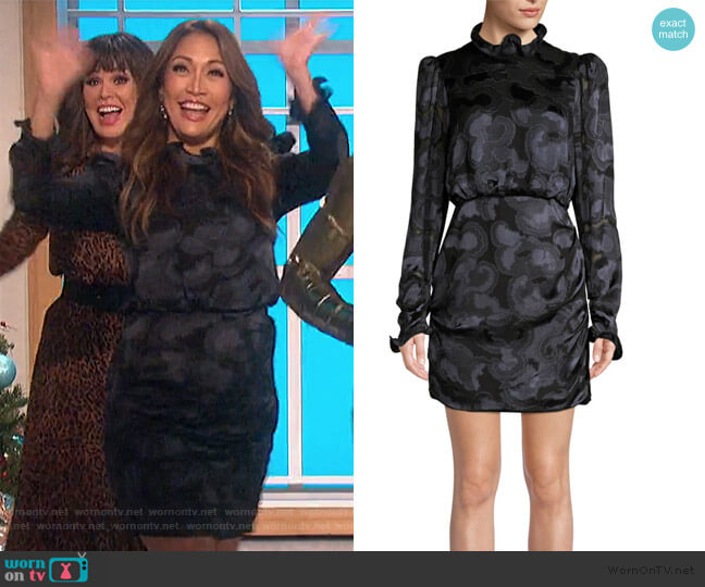 Saloni Rina B Floral Jacquard Dress worn by Carrie Inaba on The Talk