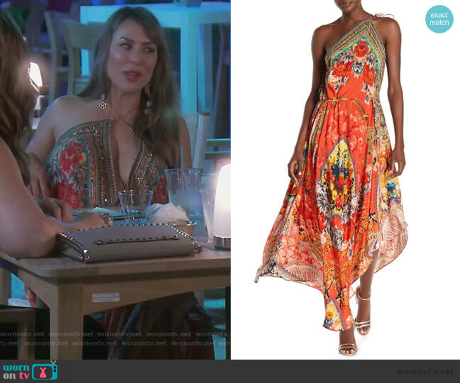 Shahida Parides Patterned 3-Way Convertible Maxi Dress worn by Kelly Dodd on The Real Housewives of Orange County