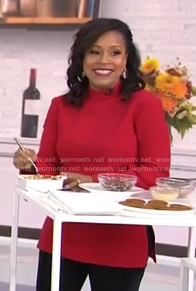 Sheinelle’s red mock neck top on Today