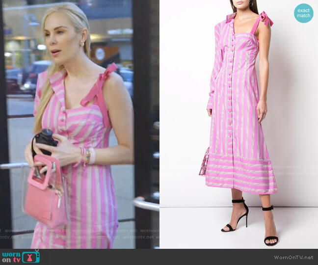 Silvia Tcherassi Striped Asymmetric Shirt Dress worn by Kameron Westcott on The Real Housewives of Dallas
