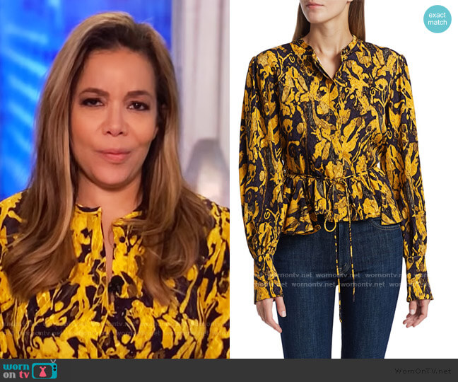 Stine Goya Ren printed jacquard blouse worn by Sunny Hostin on The View