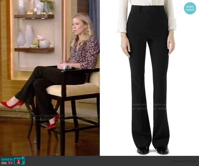 Gucci Stretch Cady Skinny Flare Pants worn by Kelly Ripa on Live with Kelly and Mark