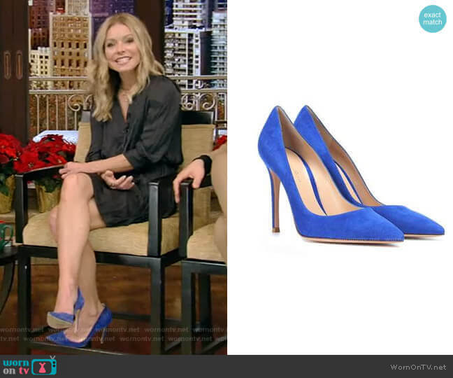 by Gianvito Rossi Suede Pumps worn by Kelly Ripa on Live with Kelly and Mark