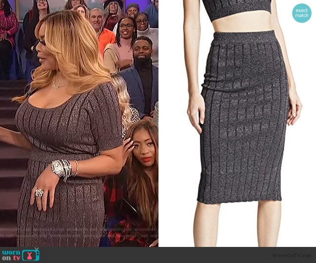 T by Alexander Wang Metallic Skirt worn by Wendy Williams on The Wendy Williams Show