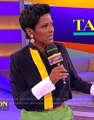 Tamron’s contrast blouse on the Tamron Hall Show
