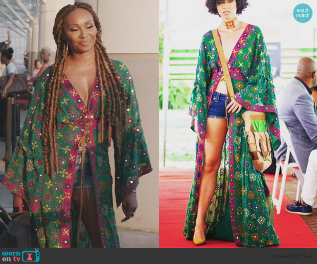 Tanya-Marie Design Duster Embroidered Kimono worn by Cynthia Bailey on The Real Housewives of Atlanta