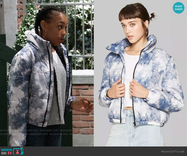 Wild Fable Tie Dye Zip-Up Puffer Jacket worn by Trina (Sydney Mikayla) on General Hospital