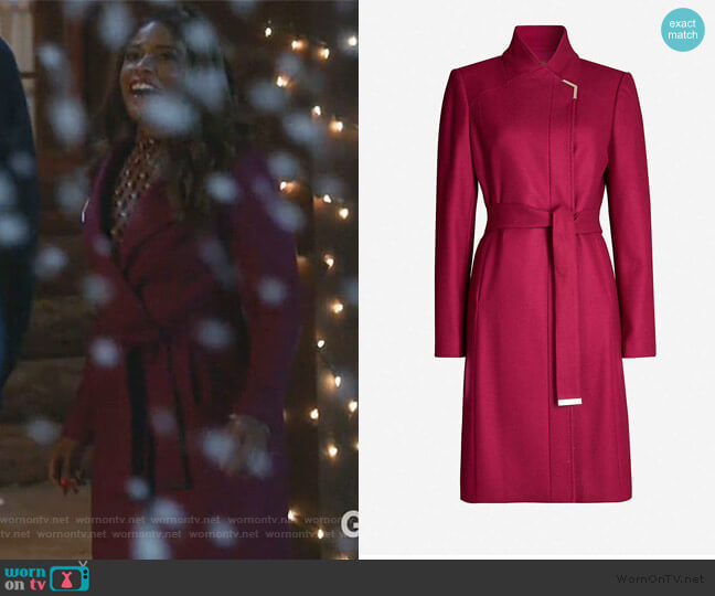 Ted Baker Ellgenc Wrap Coat worn by Poppy (Kimrie Lewis) on Single Parents